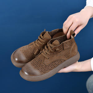 คอลเลคชั่นฤดูใบไม้ผลิ2025รองเท้าแตะหนังส้นสูงสำหรับผู้หญิง, รองเท้าแตะพื้นรองเท้านุ่มแบบย้อนยุคมีซิปด้านเดียว - Product Image 5