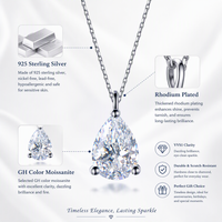 Chaîne à maillons en moissanite Kirin Pear, argent 925, pendentif minimaliste personnalisé, plaqué rhodium, cadeau de fiançailles ou d'anniversaire, pendentif OEM ODM