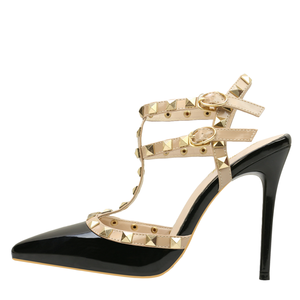 Fashion design di lusso colorful strappy delle donne di alta <span class=keywords><strong>tacchi</strong></span> <span class=keywords><strong>a</strong></span> <span class=keywords><strong>spillo</strong></span> pompa rivetto sandalo sandali scarpe delle signore slingback <span class=keywords><strong>tacchi</strong></span> - Product Image 3