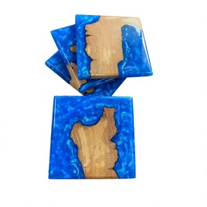 Artículo Popular: Juego de Posavasos de Madera y Resina Epoxi, 2 Piezas, Mezcla de Madera Azul, Hecho en Vietnam, Artículo Único y Duradero - Product Image 1