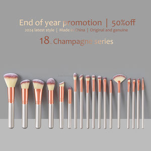 Factory Direct 18 pièces ensemble de pinceaux de maquillage multifonctionnels marron avec manche en bois outil de beauté professionnel pour le visage - Product Image 5