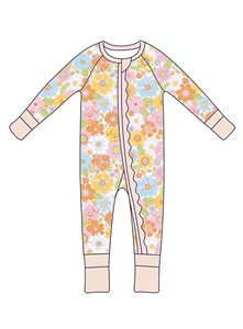 Qingli Oem Tanpa Tarif, MOQ Rendah, Romper Anak Bambu Lengan Panjang dengan Ritsleting Dua Arah dan Ruffle - Product Image 5