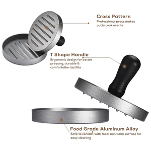 Prensa para <span class=keywords><strong>Hamburguesas</strong></span> Antiadherente, Impermeable, de Aluminio Ecológico, DAPHYLA DP-5987, para Parrillas y Planchas de Camp <span class=keywords><strong>Chef</strong></span> - Product Image 2