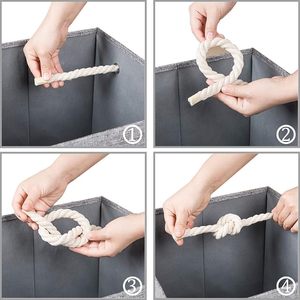 Foldable Cube Storage <b>Bins</b> 11x11 Inch [1-Pack] Fabric Linen Cotton Handles Organizer Pink Nursery <b>Bedroom</b> & Closet - Product Image 6