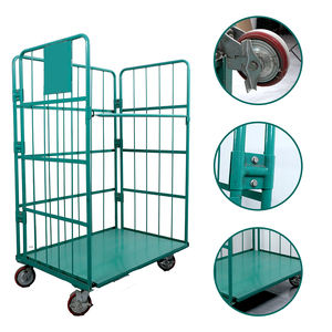 Medische Kwaliteit Rollende Industriële All-Terrain Roestvrijstalen Kooi Logistieke <span class=keywords><strong>Trolley</strong></span> Voor Linnen En Wasserij - Product Image 3