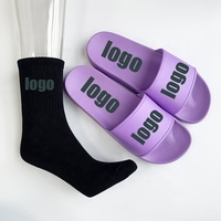 Claquettes de créateur classiques avec chaussettes en polyester, sandales unisexe pour femme, grandes tailles, en caoutchouc, sandales de plage en EVA, claquettes de luxe en PVC, Royaume-Uni