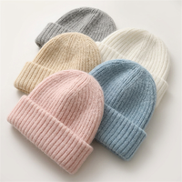 Bonnet en laine mérinos tricoté sur mesure, luxueux et chaud, bonnet d'hiver en cachemire pour femme avec logo