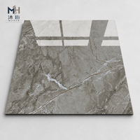 Carrelage en porcelaine entièrement émaillé 600x600mm, aspect marbre bleu, poli brillant, carrelage mural et de sol, décoration de luxe pour hôtel, salle de bain