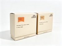 Boîte à café en papier certifiée, perforée, personnalisée, gaufrée, biodégradable, résistante à la graisse, avec fermeture à rabat pour café filtre