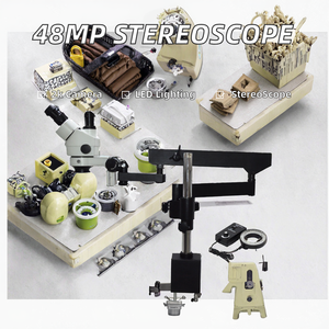 Microscope stéréo trinoculaire avec caméra de Microscope de type support de flèche à bras articulé mobile flexible 48MP 3.5X-90X - Product Image 2