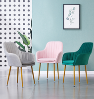 Chaises de salle à manger en velours rose de luxe, fabrication directe d'usine, housse amovible, pieds en métal doré, design moderne pour hôtel, maison, bar, bureau à domicile