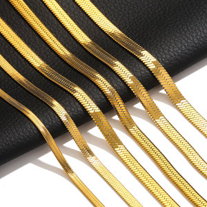 Cadenas de Acero Inoxidable 316L Hipoalergénicas de Moda, Personalizadas al por Mayor, Cadena de Oro de 14k y 18k, Collar Plano con Diseño de Espina de Pescado para Mujer - Product Image 2