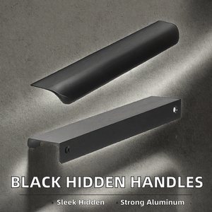 Gagang Lemari Kamar Tidur Hitam Modern, Gagang Tersembunyi, Tarikan Pintu Lemari, Kenop Laci, Gagang Persegi Panjang, Perlengkapan Furnitur - Product Image 5