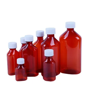 Plastic Oval Liquid Medicine Bottle Syrup Cough Medicine Bottle Container Screen Printing Pet Medicinal PET 1oz 4oz 6oz 8oz 12oz