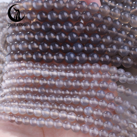 Zhe Ying 6mm 8mm 10mm Runde Natursteinperlen aus Grauem Achat, Heilkristall Lose Edelsteinperlen