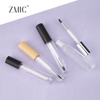 Tube de brillant à lèvres rond transparent en PETG de 10 ml, conteneur vide pour fond de teint liquide avec applicateur pinceau, emballage cosmétique pour correcteur et blush