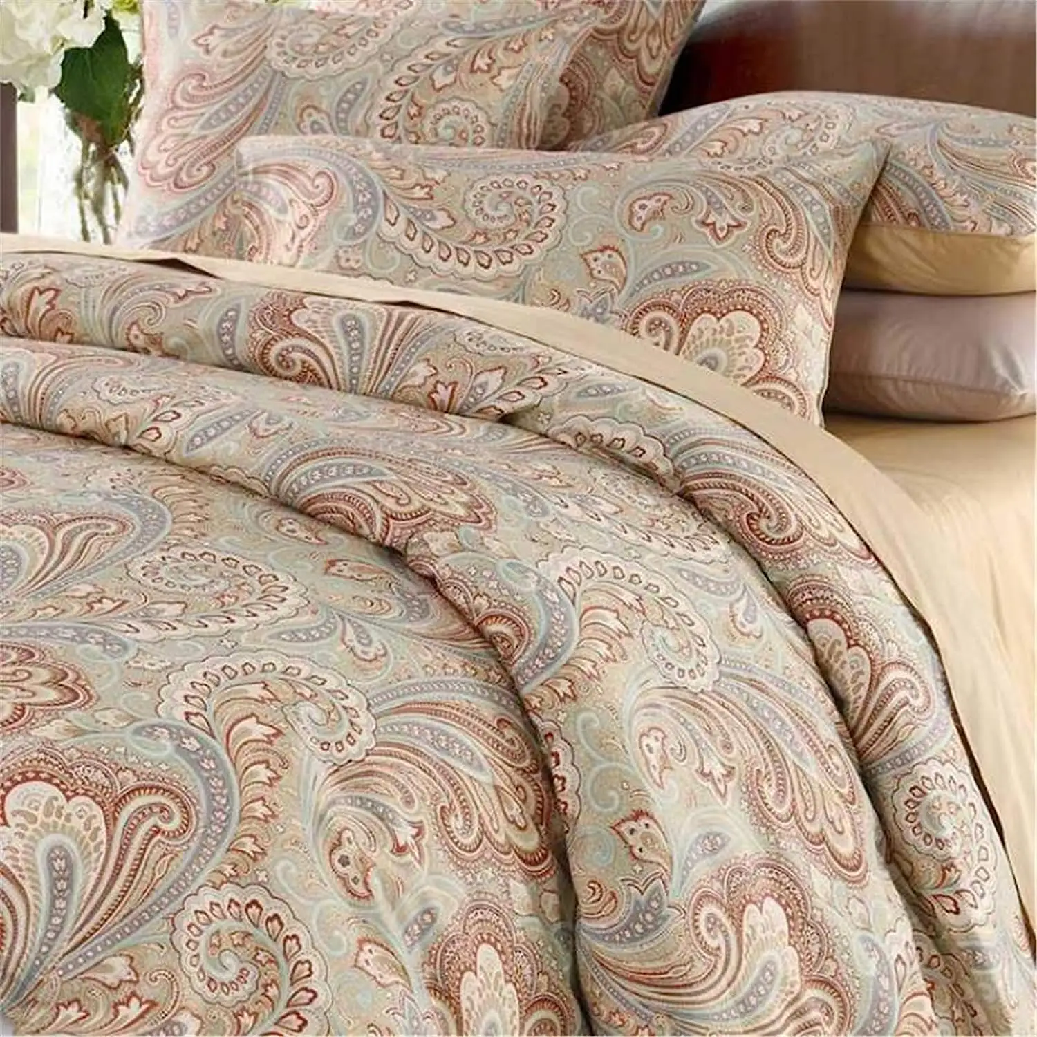 Palace Design Cashew Flower Pattern Printing Customized Materials Luxury Hotel Home Cotton Bedding Set