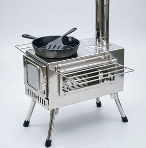 <span class=keywords><strong>Estufa</strong></span> de Leña para Exteriores de Acero Inoxidable con Ventanas de Vidrio para Observación del Fuego, Diseño Plegable para Calefacción en Campamentos - Product Image 2