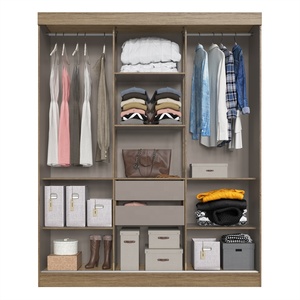 Armario de Estilo Moderno ESSENTIAL con 3 Puertas Corredizas y 2 Cajones, Mueble de Dormitorio en Aglomerado de Madera/Color Blanco, Diseño Brasileño - Product Image 5