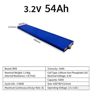 <span class=keywords><strong>Batterie</strong></span> LiFePO4 Blade personnalisable 3.2V 54Ah, cellule <span class=keywords><strong>de</strong></span> <span class=keywords><strong>batterie</strong></span> <span class=keywords><strong>de</strong></span> qualité A, <span class=keywords><strong>batterie</strong></span> LFP pour stockage d'énergie industriel, approvisionnement direct d'usine, UPS - Product Image 6