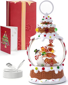 LED Light-up Gingerbread Christmas Scene Glitter Swirling Water Lantern CHRISTMAS DECORATION - Product Image 1