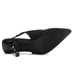 Nuevos Zapatos de Tacón Alto Negros Estilo Francés con Punta Cerrada y Tira Trasera Abierta, Tallas Grandes para Mujer - Product Image 5