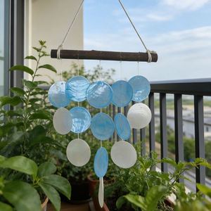 Nueva Campana de Viento Decorativa con Diseño de Conchas Azules para Primavera/Verano, con Luz y Sombra de Ensueño, Estilo Minimalista a Rayas, Modelo para Ventanas, Ideal para Regalo de Inauguración de Casa - Product Image 4