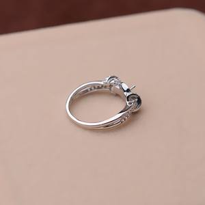 Anillo de Plata S925 con Boca Cerrada para Mujer, Adorno de Mano con Perla, Bandeja Vacía para Joyería DIY, Componentes para Joyería - Product Image 4