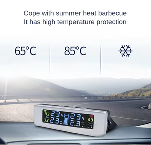 เซ็นเซอร์ 4 ตัว ระบบตรวจสอบแรงดันลมยาง TPMS สำหรับรถยนต์ จอแสดงผลดิจิตอล LCD พลังงานแสงอาทิตย์ เครื่องทดสอบสัญญาณเตือนภัยอัตโนมัติ สำหรับยานยนต์ - Product Image 4