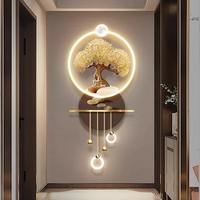 Lampe murale LED 3D de luxe haut de gamme, arbre de la fortune, décoration d'intérieur, peinture murale suspendue avec style Art déco, motif nature morte