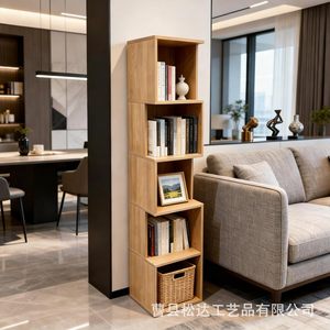 Multifunctional <b>wooden</b> bookshelf, floor-standing magazine organizer, living room plant stand, <b>solid</b> wood decorative shelf - Product Image 2