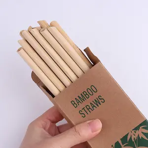 Kit de Voyage Paille en Bambou 8 mm Biodégradable Restaurant Bar Pailles en Bambou Naturel