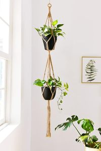 Lot de 2 supports pour plantes en corde de coton tressée à la main, style bohème rustique, pour jardinières de 3 à 12 pouces, avec crochets en <span class=keywords><strong>S</strong></span>, décoration bohème pour la maison (marron) - Product Image 6