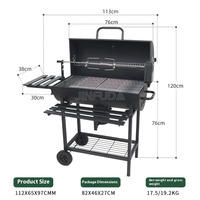 Gril à poulet rôti à la rotisserie, style américain, chariot barbecue au charbon de bois