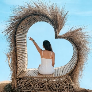 Kursi Gantung Rotan Bohemian untuk Taman Luar Ruangan, Dekorasi Patio Boho, Latar Belakang Fotografi - Product Image 2