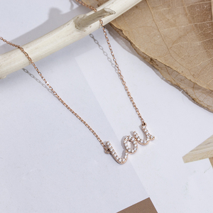 MSN-857 Joyería de Diamantes Cultivados en Laboratorio, Chapado en Oro Rosa de 10K, Letra con Diamantes, Estilo Minimalista para Uso Diario de Mujeres - Product Image 2