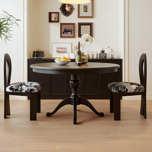 Ensemble de table et de chaises de salle à manger rondes en bois <span class=keywords><strong>vintage</strong></span> pour les petites maisons, style américain et français - Product Image 4