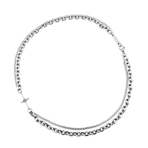 Kalung baja tahan karat pria dan wanita, rantai kerah Hip Hop desain silang <span class=keywords><strong>Retro</strong></span> sederhana, berlian mutiara untuk pria dan wanita - Product Image 4