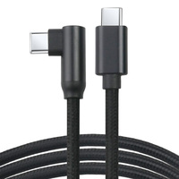Kabel Pengisi Daya Ponsel Dual Type-C Bentuk L 1 Meter, Tersedia di Gudang, Dilengkapi Anyaman, Pengisian Cepat, Transmisi Data Berkecepatan Tinggi