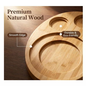 Wooden Serving <b>Tray</b> Round Multi Compartment Natural Wood Durable Eco Friendly Hotel Coffee Tea <b>Snack</b> Fruit Candy <b>Tray</b> - Product Image 1
