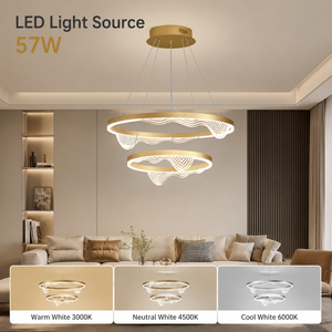Lustre moderne en métal et acrylique, 57W, LED tricolore, pour salle à manger, salon, villa, hôtel, décoration intérieure - Product Image 4