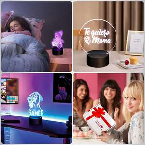 Quality Choice Creative 16 Color <b>USB</b> Portable Mini 3d Led Night Smart <b>Rechargeable</b> Decorative Acrylic Led Lamp - Product Image 6