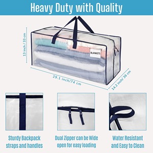 Wholesale Custom Size Waterproof Clear Storage Bag with Zipper and Handle Foldable Transparent Moving Tote for Quilt and Clothes - Product Image 2