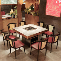 Gril de barbecue commercial moderne sans fumée et table de bateau à vapeur Shabu meubles de restaurant chinois pour hôtels et établissements de restauration
