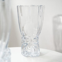 Vase en verre transparent avec nœud papillon, ruban décoratif pour la taille du vase, vase à fleurs pour la décoration de la maison, centre de table de mariage