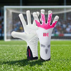 Professional <b>Soccer</b> Goalkeeper Gloves for Football White And Pink Unisex OEM Customized Logo Finger Packing Protection - Product Image 2