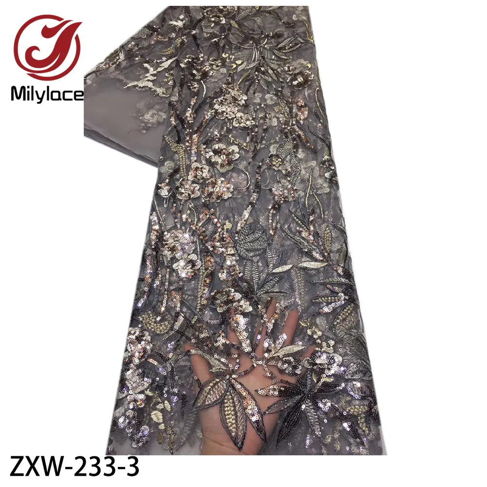 Requintado floral lantejoulas bordado frança tule rede chique rendas africano lantejoulas tecido