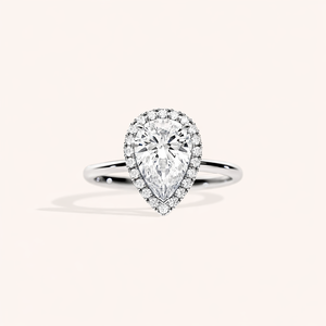 Bague de fiançailles en or blanc/jaune et or rose massif 18 carats avec diamant poire cultivé en laboratoire certifié IGI - Product Image 1