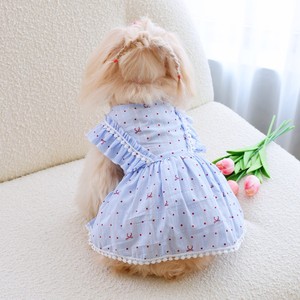 Blue Polka Dot Dress <b>For</b> <b>Small</b> To Medium <b>Dogs</b> Cute Pet <b>Clothes</b> Skirt Polyester Material - Product Image 3