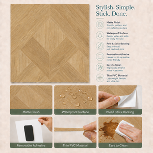 Loseta de Suelo de Madera PP Imitación Roble Claro, Autoadhesiva, Impermeable, para Pegar y Usar, Venta al Por Mayor - Product Image 6